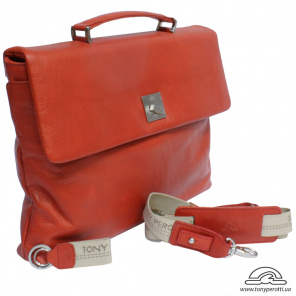 Портфель кожаный Contatto 9160-35 rosso красный